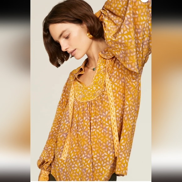 Ulla Johnson Tops - Ulla Johnson Aninda Peasant Blouse In Citrine Size 2 Silk Luxury Bohemian